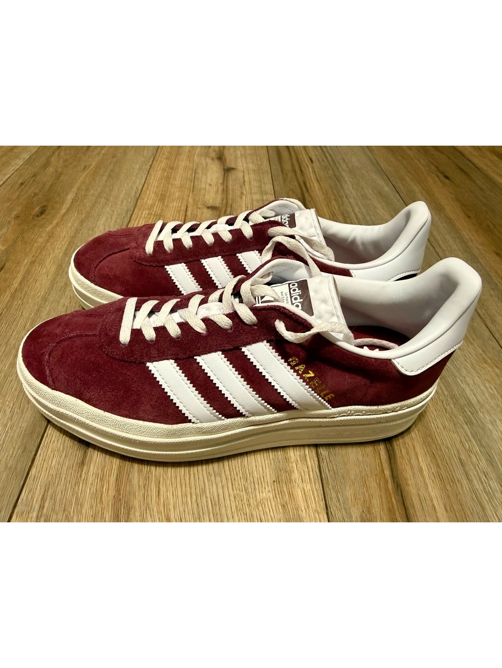 Women's adidas Gazelle Bold Platform Shoe Shadow Red White HQ6892 SZ 8 EUC